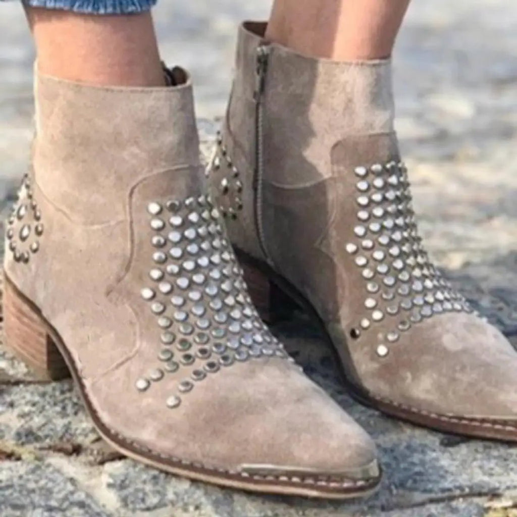 Women’s Studded Pointed Toe Ankle Boots