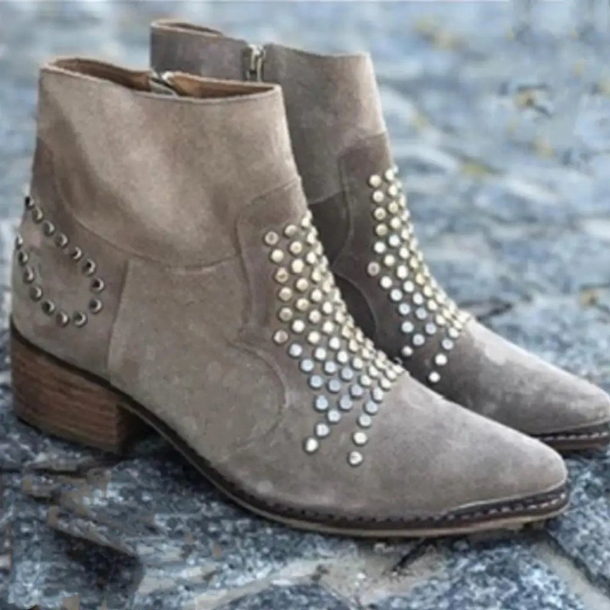 Women’s Studded Pointed Toe Ankle Boots