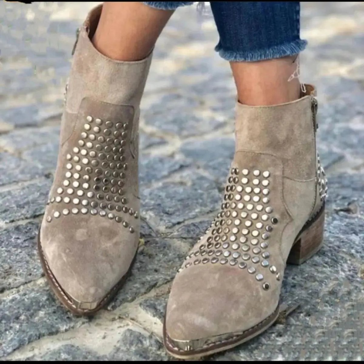 Women’s Studded Pointed Toe Ankle Boots