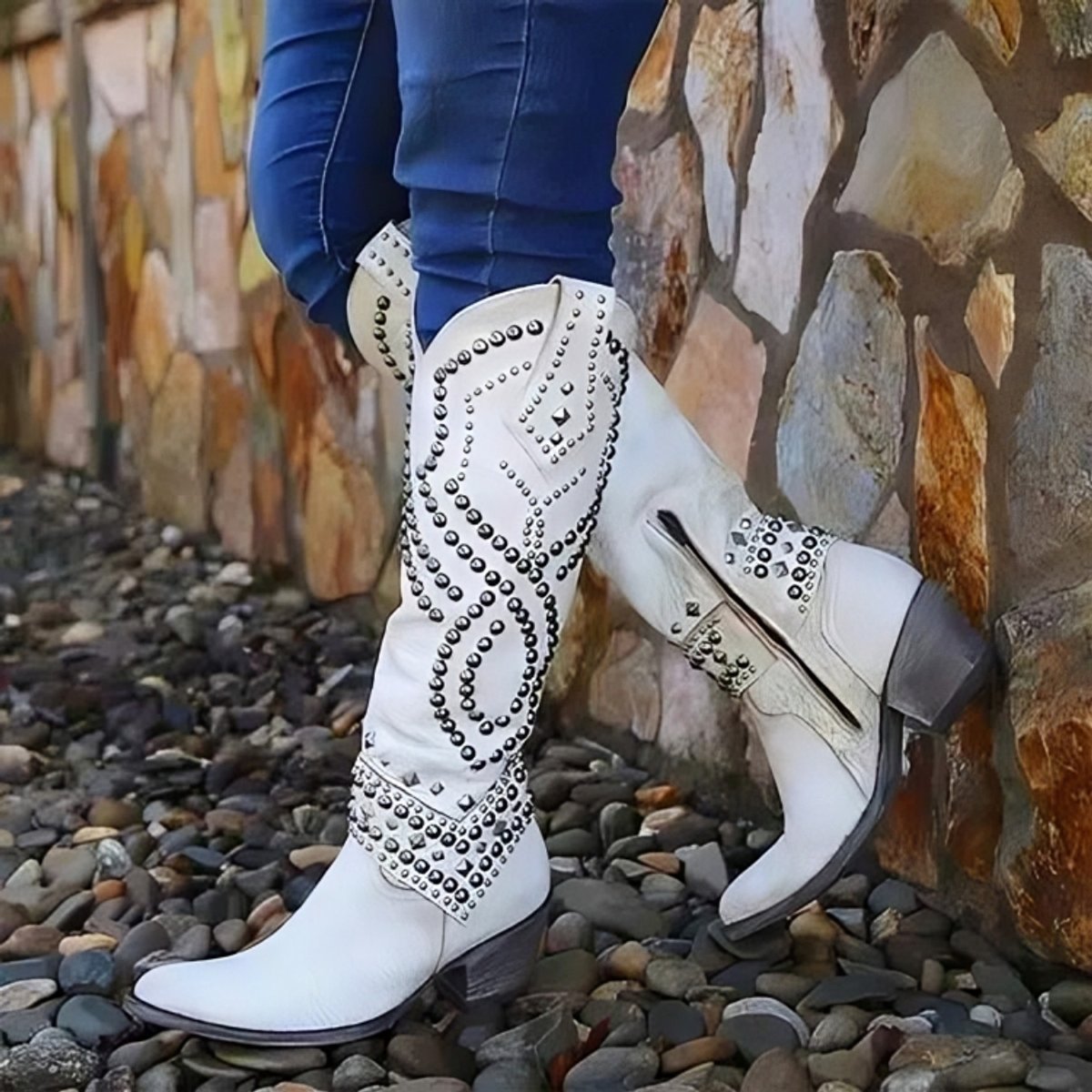 Women's Studded Western Knee-High Boots