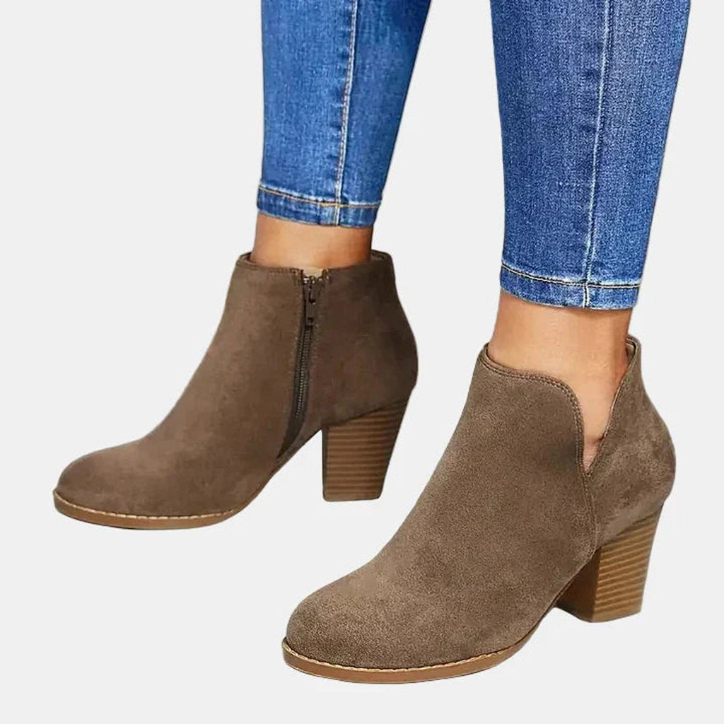 Women’s Block Heel Side Zip Ankle Boots