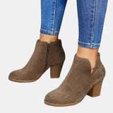 Women’s Block Heel Side Zip Ankle Boots