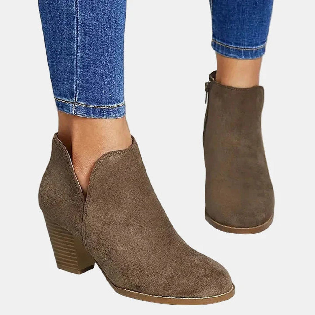 Women’s Block Heel Side Zip Ankle Boots