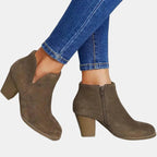 Women’s Block Heel Side Zip Ankle Boots