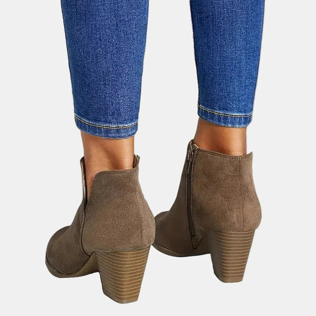 Women’s Block Heel Side Zip Ankle Boots