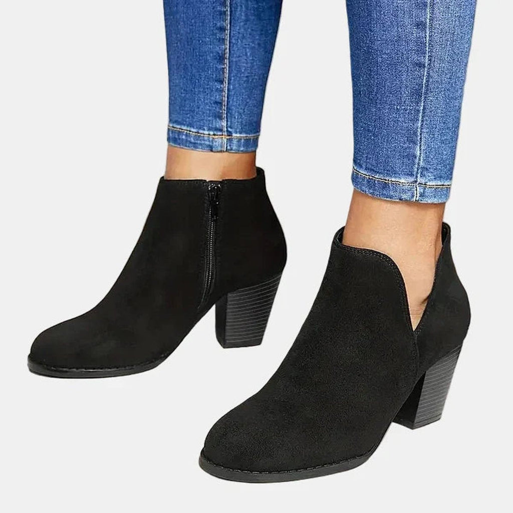 Women’s Block Heel Side Zip Ankle Boots