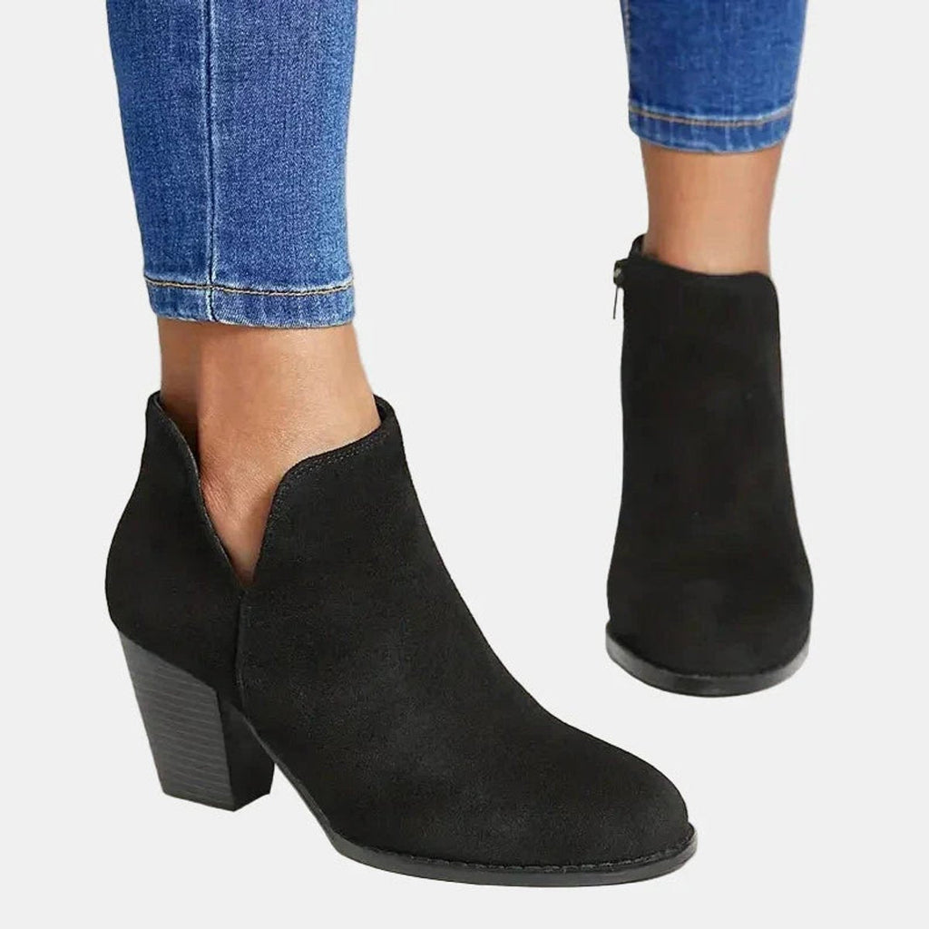 Women’s Block Heel Side Zip Ankle Boots