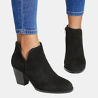 Women’s Block Heel Side Zip Ankle Boots