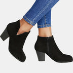 Women’s Block Heel Side Zip Ankle Boots