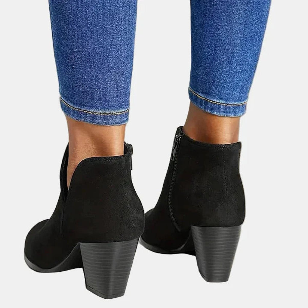 Women’s Block Heel Side Zip Ankle Boots