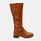 Women's Knee-High Buckle Low Heel Boots