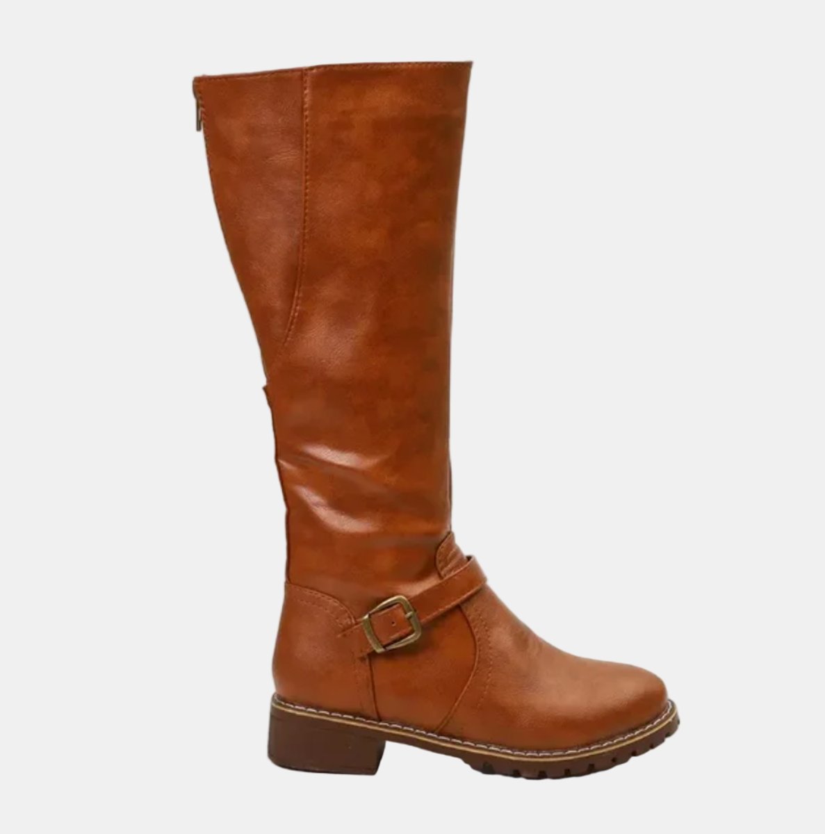 Women's Knee-High Buckle Low Heel Boots