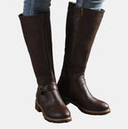 Women's Knee-High Buckle Low Heel Boots