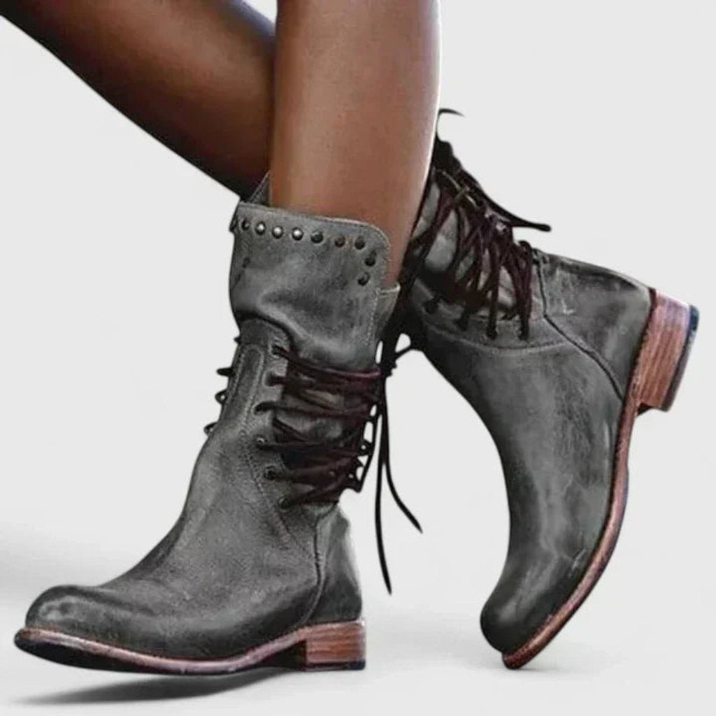 Women's Lace-Up Low Heel Ankle Boots