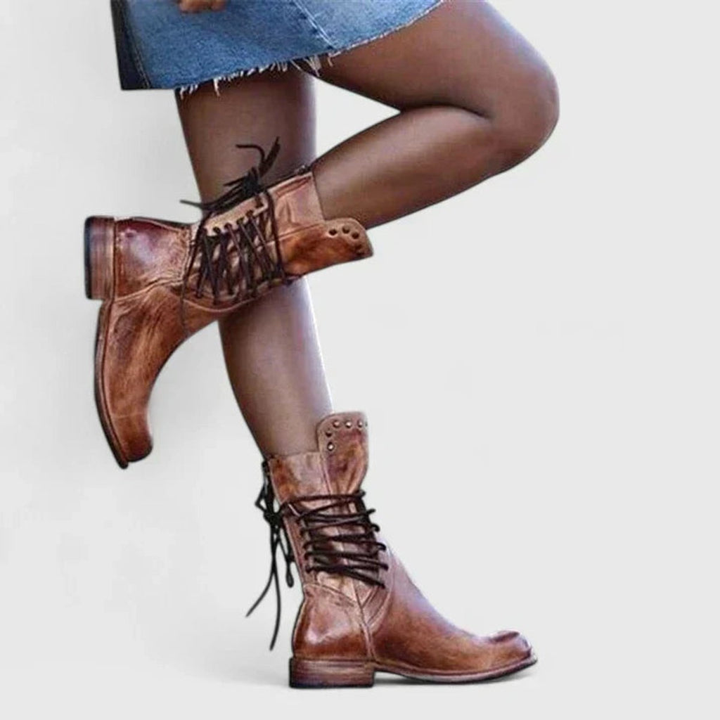 Women's Lace-Up Low Heel Ankle Boots