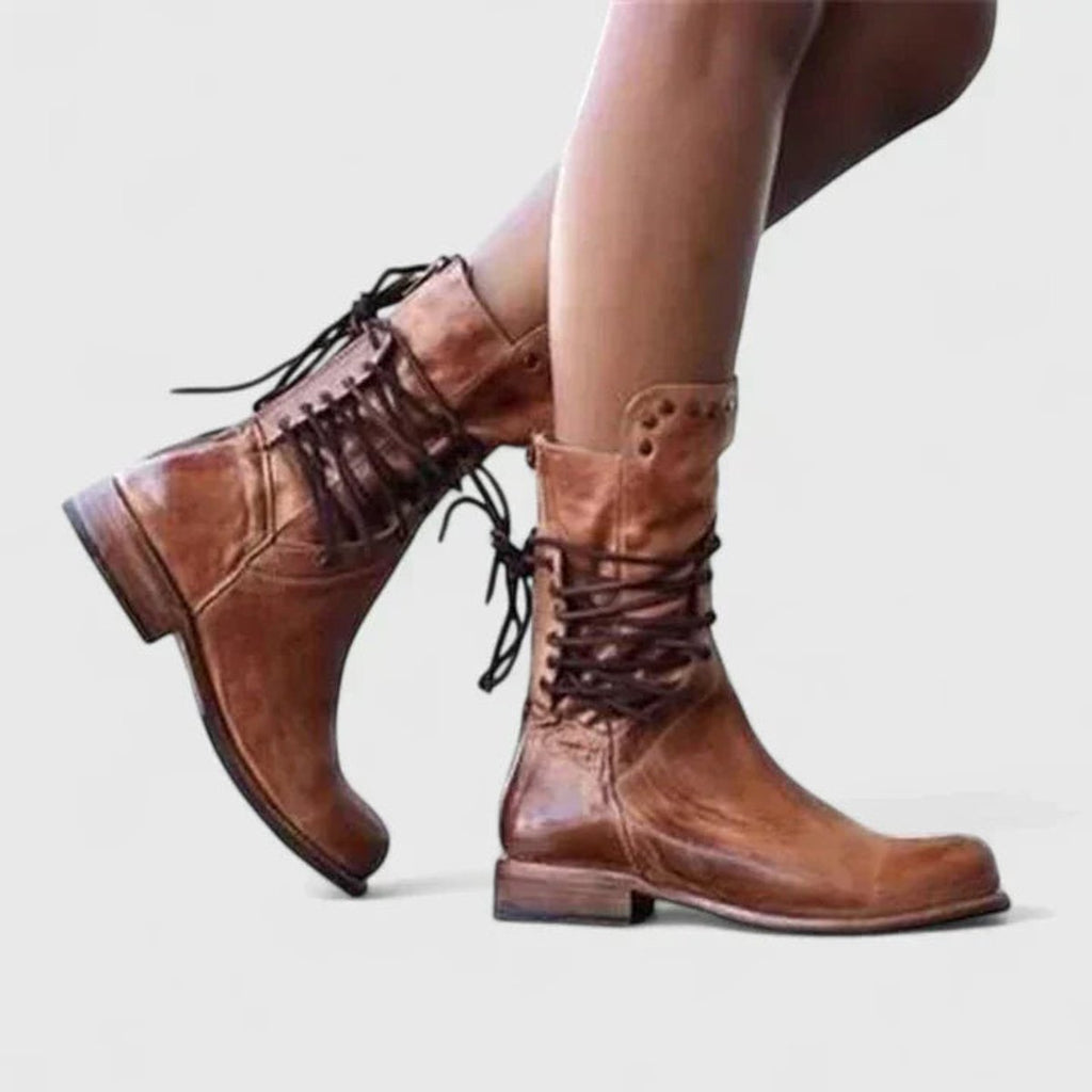 Women's Lace-Up Low Heel Ankle Boots