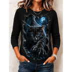 Women’s Halloween Cat Graphic Long Sleeve Top