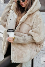 Women’s Mixed-Texture Hooded Puffer Jacket