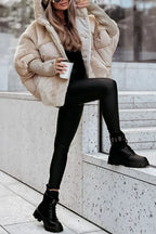 Women’s Mixed-Texture Hooded Puffer Jacket