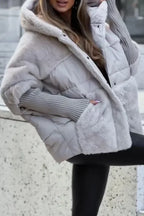 Women’s Mixed-Texture Hooded Puffer Jacket