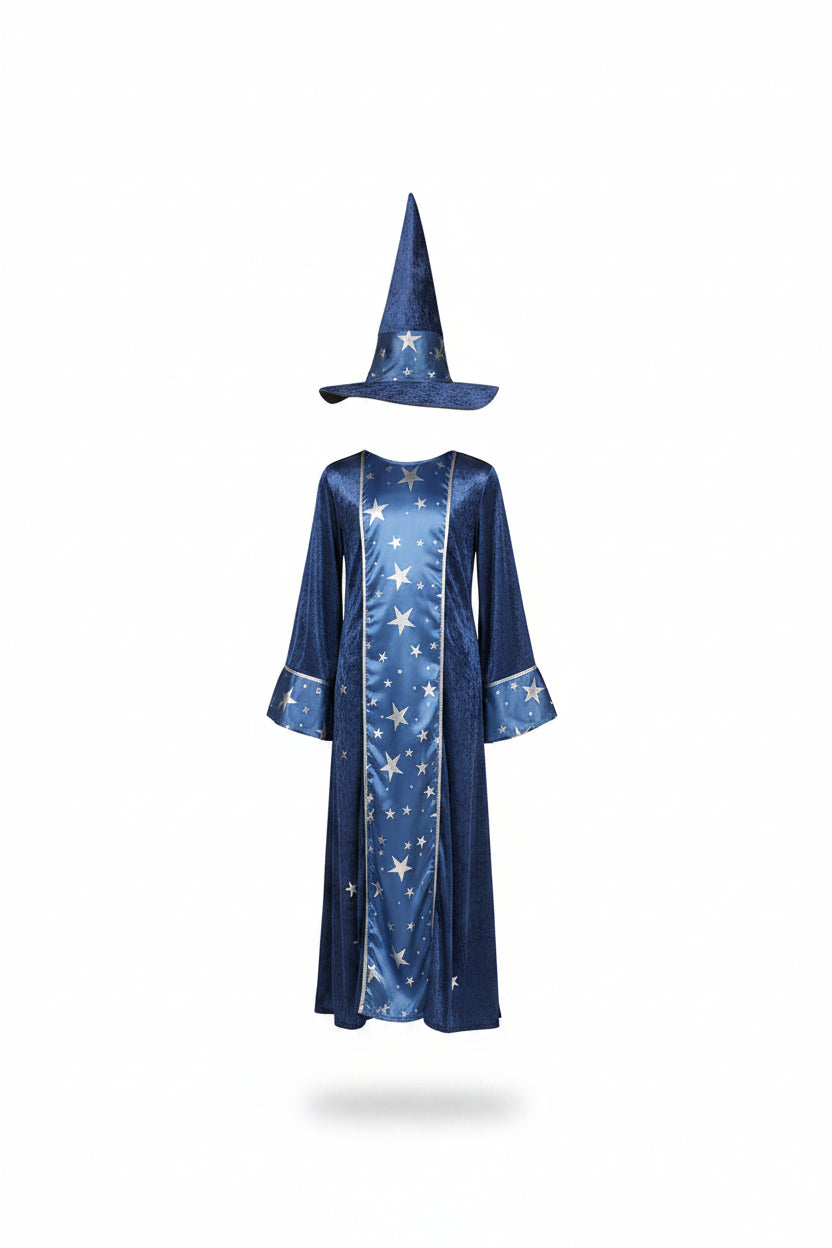 Kids' Wizard Costume With Star Print Robe