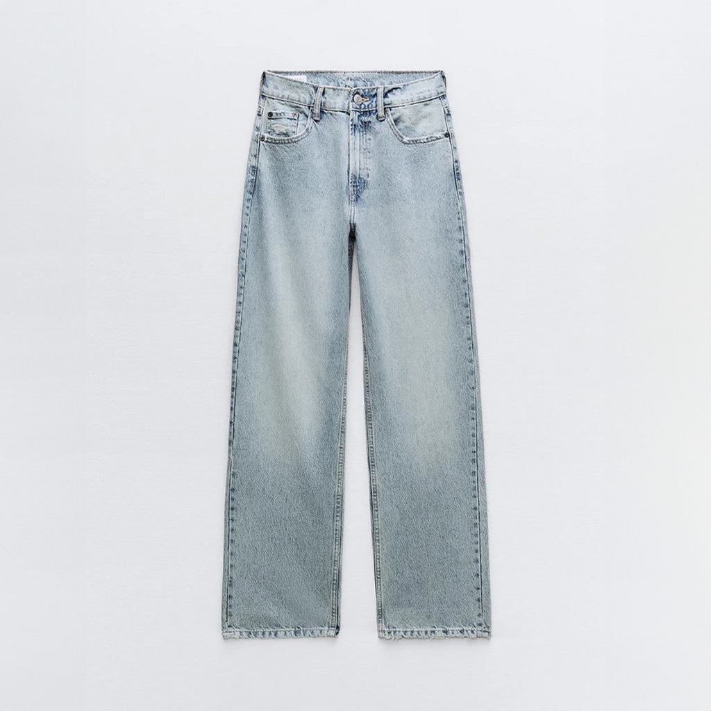 Women’s Distressed Patchwork Wide-Leg Jeans