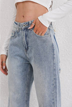 Women’s Distressed Patchwork Wide-Leg Jeans