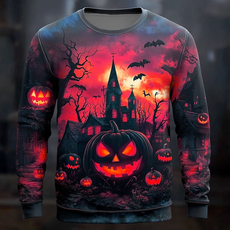 Men's Halloween Pumpkin Graphic Long Sleeve Sweatshirt
