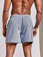 Men's Striped Drawstring Swim Shorts