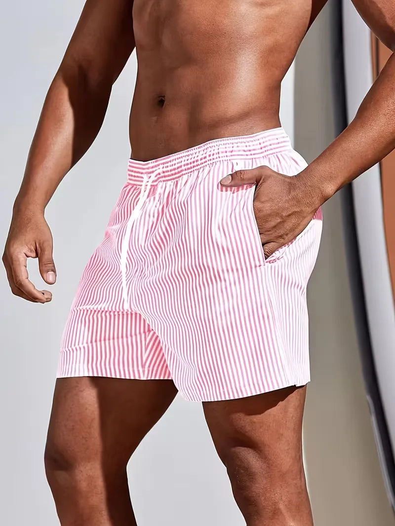 Men's Striped Drawstring Swim Shorts