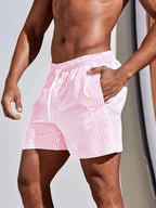 Men's Striped Drawstring Swim Shorts