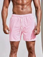 Men's Striped Drawstring Swim Shorts