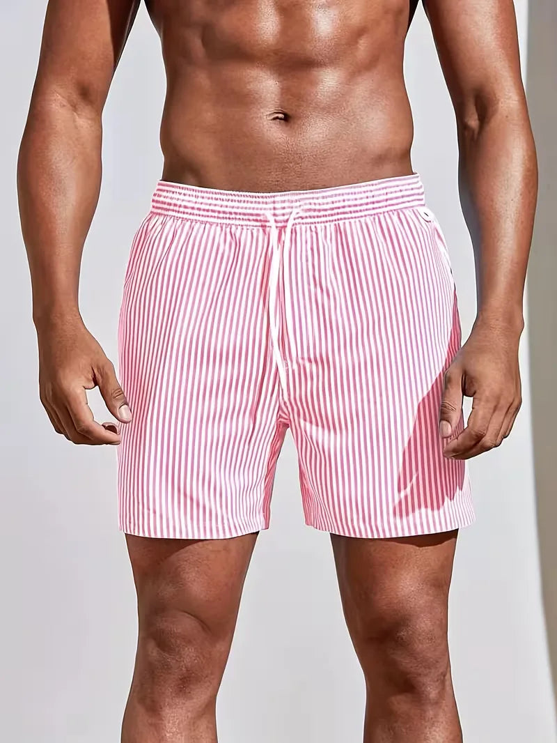 Men's Striped Drawstring Swim Shorts