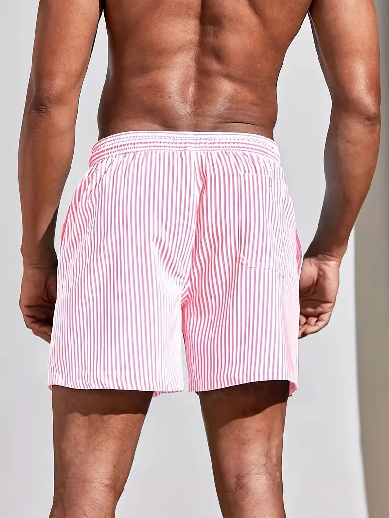 Men's Striped Drawstring Swim Shorts