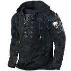 Men's Halloween Skull Lace-Up Hoodie